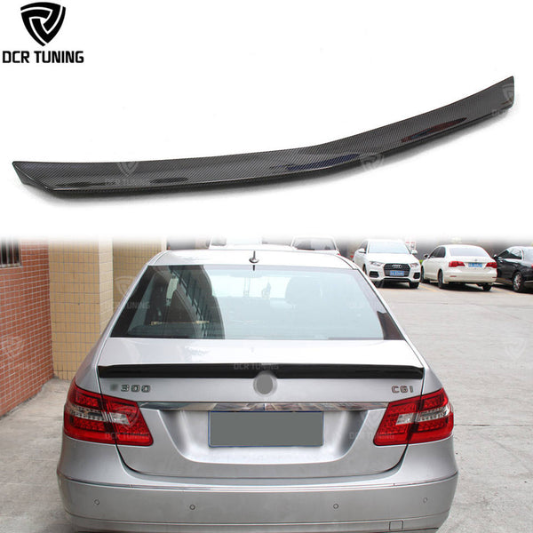 V Style Rear Spoiler for Mercedes-Benz E Class W212 E180 E200 E260 AMG E63 Carbon Fiber Car Trunk Spoiler 4-door Sedan 2010-2015