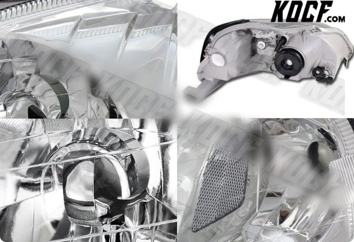 For 99-00 Honda Civic 2/3/4DR JDM Chrome Headlights W/Clear Reflector Lamps - KOCF.com - Car Parts