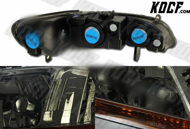 For 1998-2002 Honda Accord Chrome Housing Smoke Lens Amber Reflector Headlights - KOCF.com - Car Parts