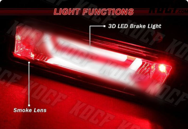 For 1987-1993 Ford Mustang Smoke Lens LED BAR 3RD Third Brake Stop Tail Light - KOCF.com - Car Parts