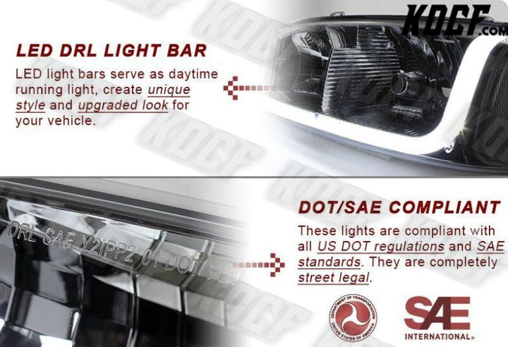 For GMC Sierra/Yukon XL 1500 2500 DRL LED Smoke Clear Headlights+Bumper Lamp 4PC - KOCF.com - Car Parts