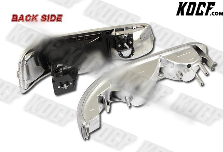 For 1999-2002 Chevy Silverado 2 Piece Smoke Housing Headlights + Bumper Lamps - KOCF.com - Car Parts