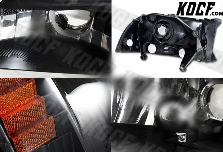 For 1997-2004 Dodge Dakota/Durango 1-Piece Black Housing Headlight+Bumper Lamps - KOCF.com - Car Parts