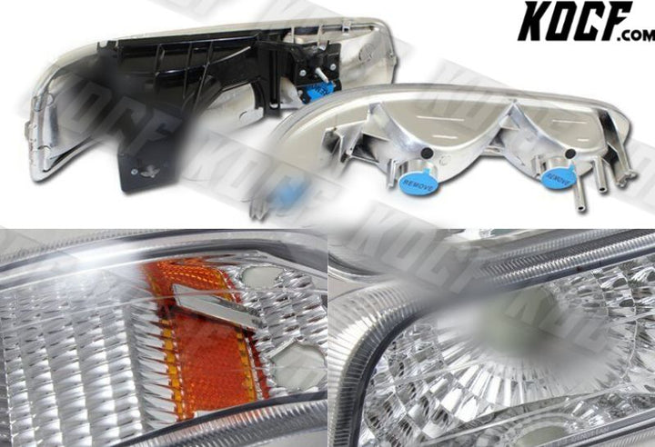 For 2000-2006 Chevy Tahoe 2 Piece Chrome Housing Headlights + Bumper Lamps Combo - KOCF.com - Car Parts