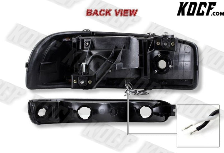 For 2000-2006 GMC Yukon XL 1500 2500 DRL LED Black Clear Headlights+Bumper 4PCS - KOCF.com - Car Parts