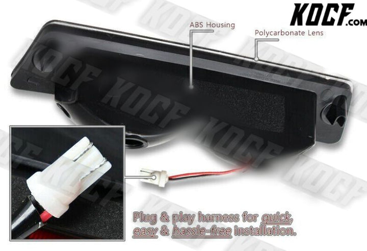 For 1987-1993 Ford Mustang Black LED BAR 3RD Third Brake Stop Tail Light Lamp - KOCF.com - Car Parts