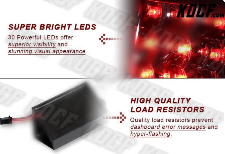 For 1993-2000 Ford Ranger Dark Smoke Lens LED Rear Brake Tail Lights Lamps - KOCF.com - Car Parts