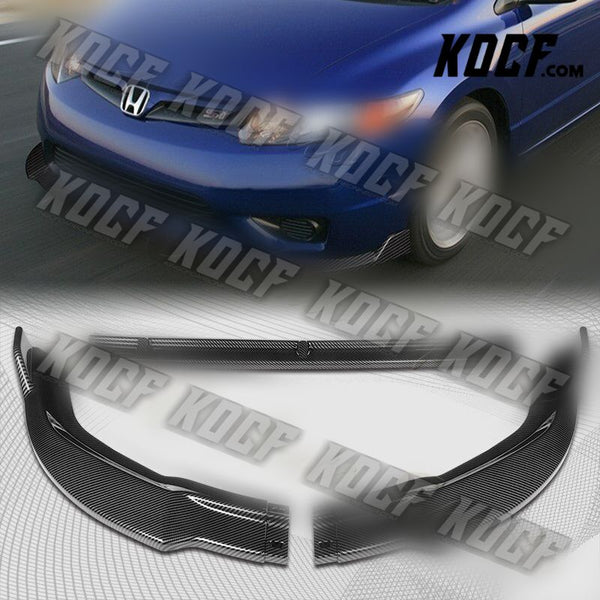 For 2006-2008 Honda Civic Coupe CS-Style Carbon Look Front Bumper Spoiler Lip - KOCF.com - Car Parts