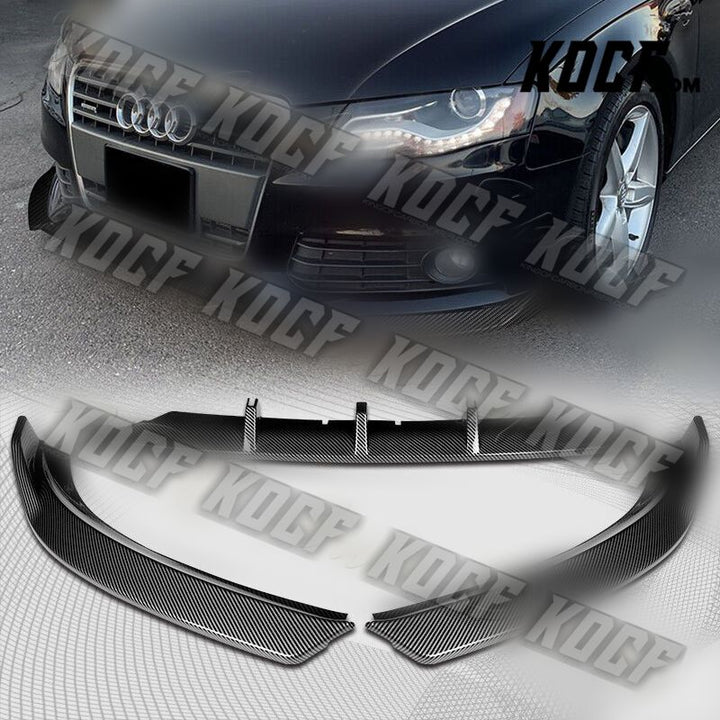 For 2009-2012 Audi A4 B8 Sedan STP-Style Carbon Look Front Bumper Spoiler Lip - KOCF.com - Car Parts