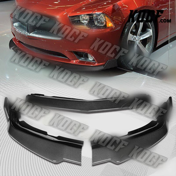 For 2011-2014 Dodge Charger STP-Style Carbon Look Front Bumper Body Spoiler Lip - KOCF.com - Car Parts