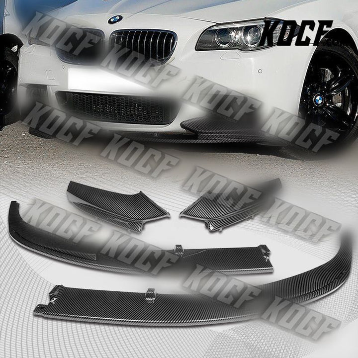 For 2011-2016 BMW F10 528i 530i M-Sport Carbon Look Front Bumper Spoiler Lip 4pc - KOCF.com - Car Parts