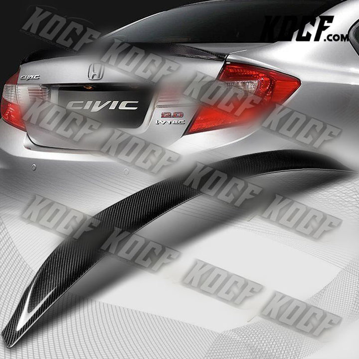 For 2012-2015 Honda Civic 4DR V2-Style Real Carbon Fiber Rear Trunk Spoiler Wing - KOCF.com - Car Parts