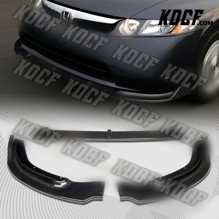 For 2006-2008 Honda Civic 4DR JDM CS-Style Real Carbon Fiber Front Bumper Lip - KOCF.com - Car Parts