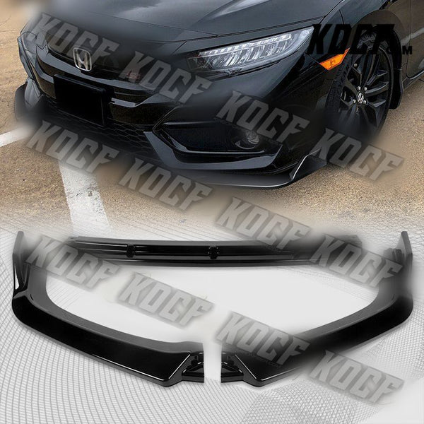 For 2017-2021 Honda Civic Si Coupe Sedan Painted Black Front Bumper Spoiler Lip - KOCF.com - Car Parts