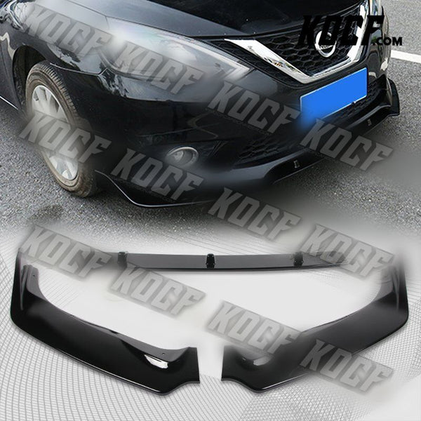 For 2016-2019 Nissan Sentra Painted Black Front Bumper Body Kit Spoiler Lip 3PCS - KOCF.com - Car Parts