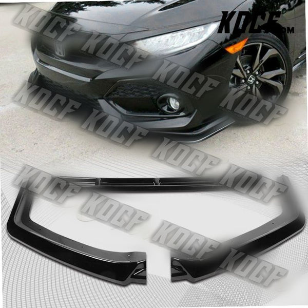 For 17-21 Honda Civic Hatchback Painted Black MUG-Style Front Bumper Spoiler Lip - KOCF.com - Car Parts