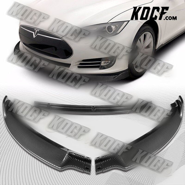 For 12-16 Tesla Model S STP-Style Carbon Look Front Bumper Splitter Spoiler Lip - KOCF.com - Car Parts