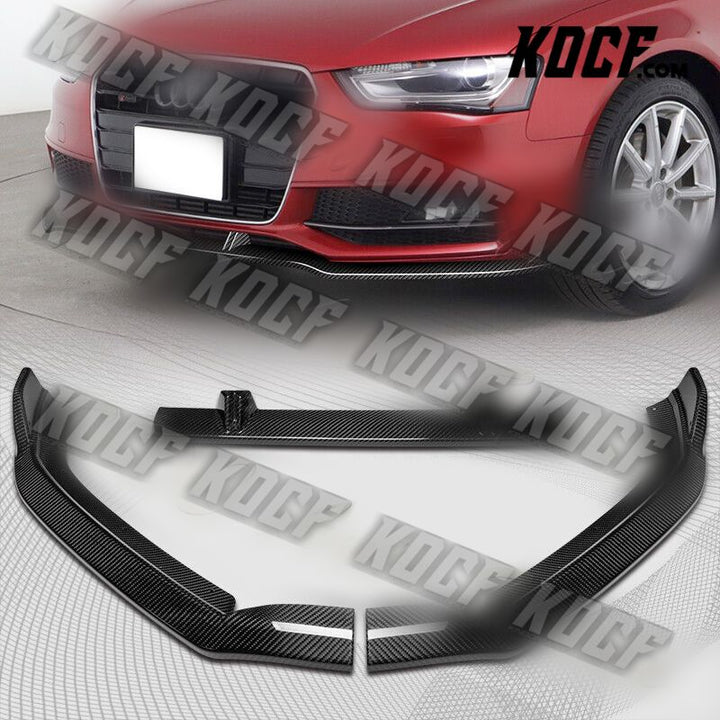 For 2013-2016 Audi A4 Quattro S4 Carbon Fiber Front Bumper Splitter Spoiler Lip - KOCF.com - Car Parts