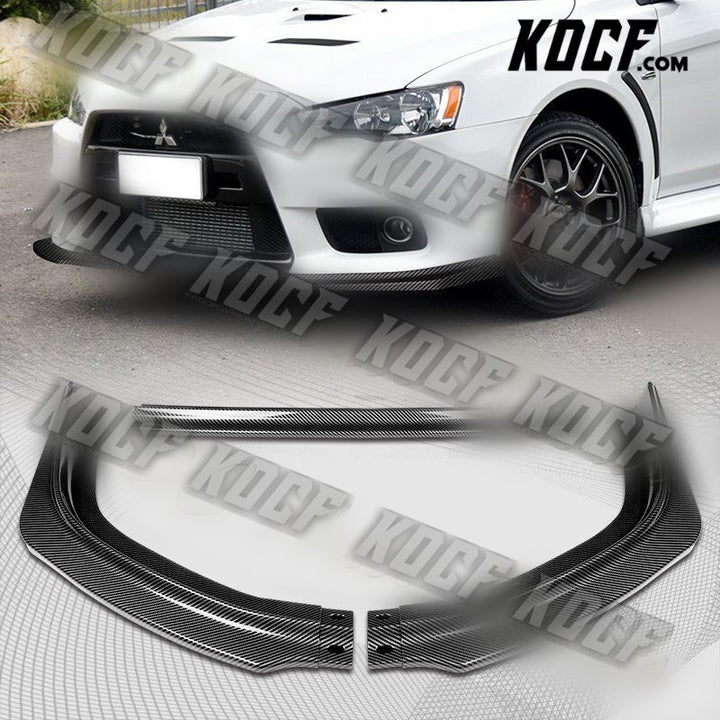 For 2008-2015 Mitsubishi Evolution R-Style Carbon Look Front Bumper Spoiler Lip - KOCF.com - Car Parts