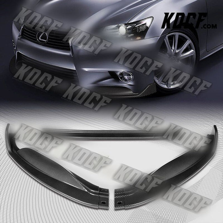 For 2013-2015 Lexus GS350 GS450h Base Carbon Look Front Bumper Spoiler Lip 3pcs - KOCF.com - Car Parts