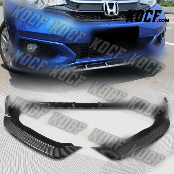 For 18-21 Honda Fit Carbon Look Style JDM Front Bumper Body Kit Spoiler Lip 3PCS - KOCF.com - Car Parts