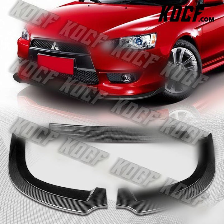 For 08-15 Mits Lancer RA-Style Carbon Look Front Bumper Splitter Spoiler Lip Kit - KOCF.com - Car Parts