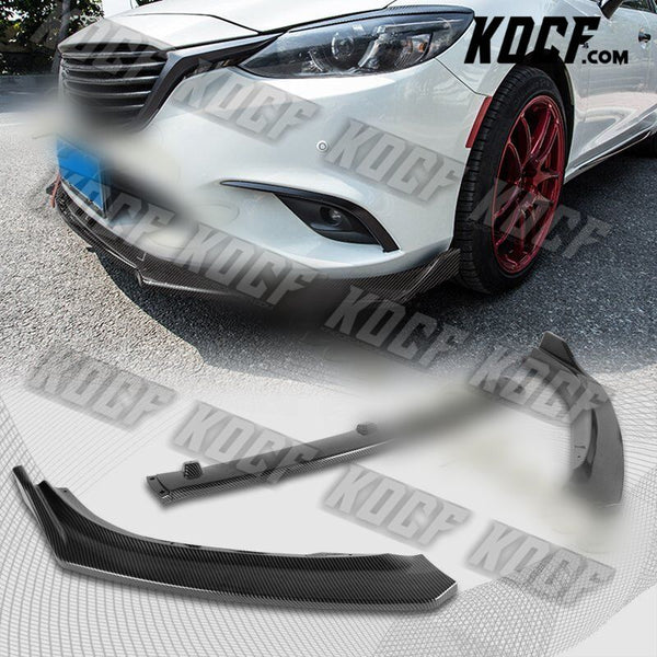 For 14-18 Mazda6 Mazda 6 Carbon Look Front Bumper Body Splitter Spoiler Lip 3PC - KOCF.com - Car Parts