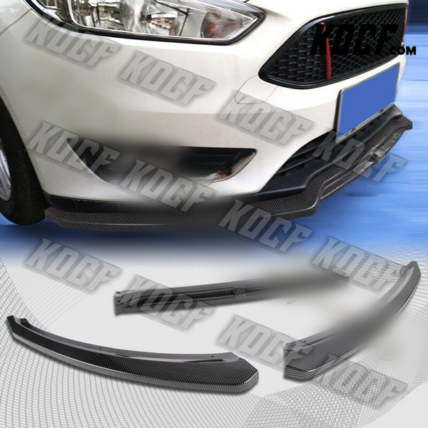 For 15-18 Ford Focus SE SEL Carbon Look Front Bumper Splitter Spoiler Lip 3PCS - KOCF.com - Car Parts