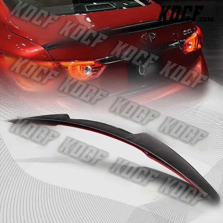 For 14-21 Infiniti Q50 Q50S V-Style Real Carbon Fiber Trunk Lid Spoiler Wing - KOCF.com - Car Parts