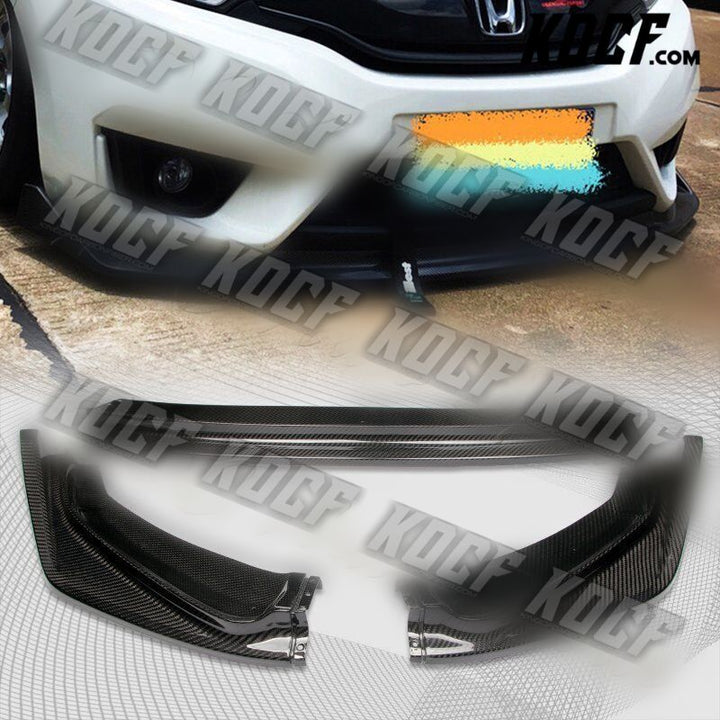 For 14-17 Honda Fit Real Carbon Fiber Front Bumper Body Kit Spoiler Splitter Lip - KOCF.com - Car Parts