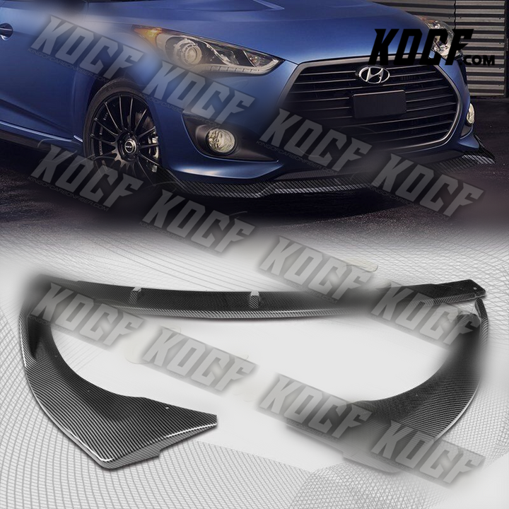 For 2013-2017 Hyundai Veloster Turbo Carbon Look Front Bumper Body Spoiler Lip - KOCF.com - Car Parts