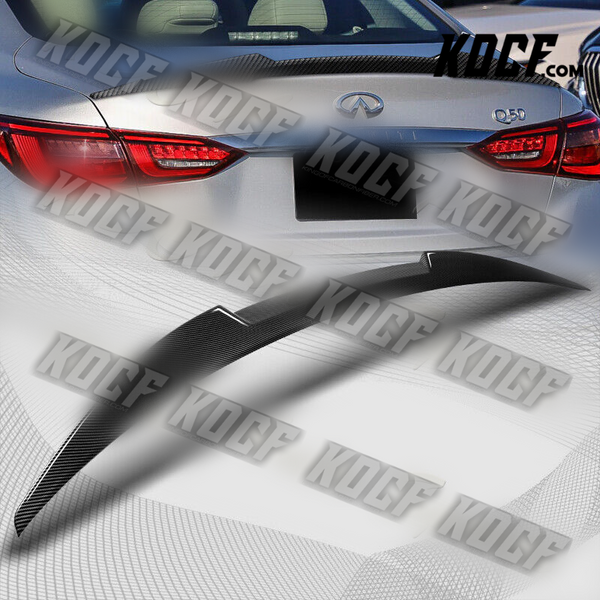 For 2014-22 Infiniti Q50 W-Power Carbon Painted V-Style Rear Trunk Spoiler Wing - KOCF.com - Car Parts