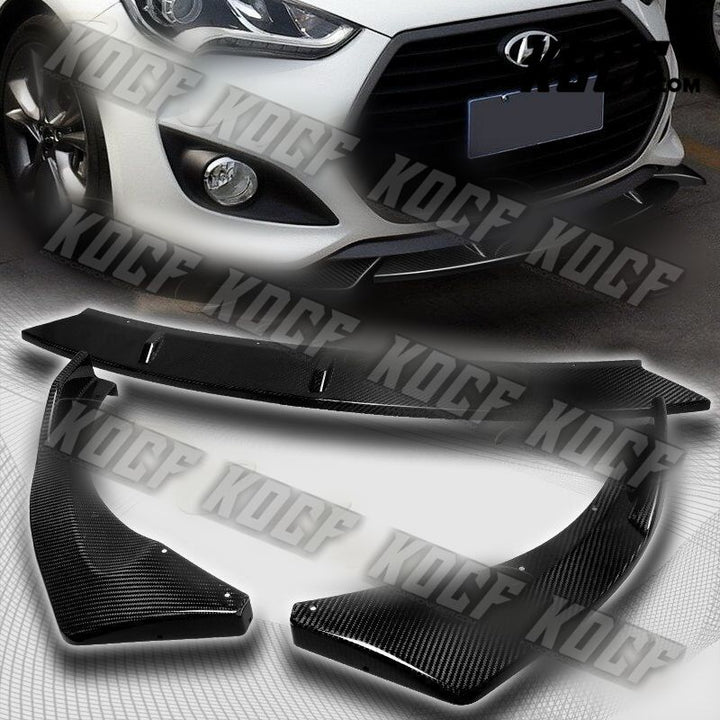 For 2013-2017 Hyundai Veloster Turbo Carbon Fiber Front Bumper Body Spoiler Lip - KOCF.com - Car Parts