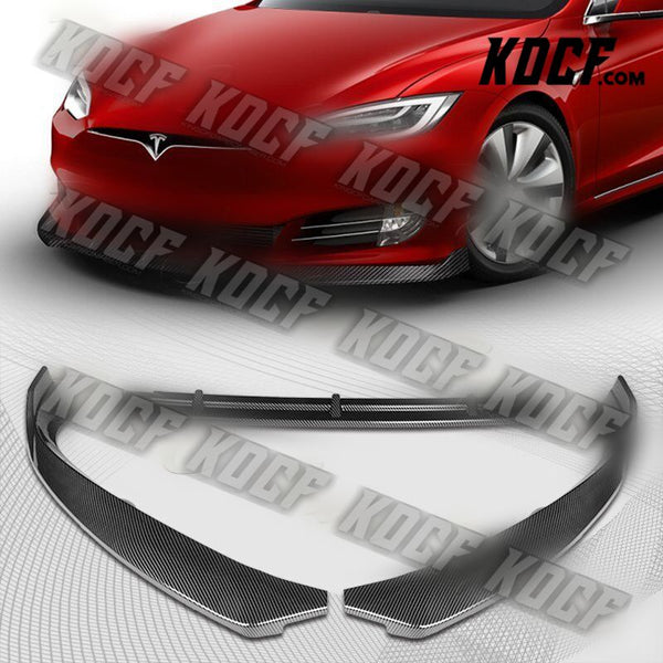 For 2016-2020 Tesla Model S STP-Style Carbon Look Front Bumper Body Spoiler Lip - KOCF.com - Car Parts