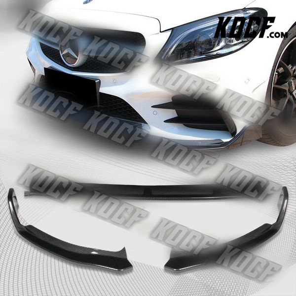 For 2019-2020 Mercedes W205 C-Class Carbon Look Front Bumper Body Kit Lip 3PCS - KOCF.com - Car Parts