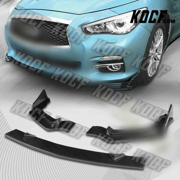 For 2014-2017 Infiniti Q50 Sport Carbon Look Front Bumper Body Spoiler Lip 3PCS - KOCF.com - Car Parts