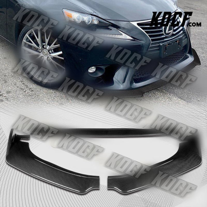 For 14-16 Lexus IS250 IS350 Carbon Look Front Bumper Body Kit Spoiler Lip 3PCS - KOCF.com - Car Parts