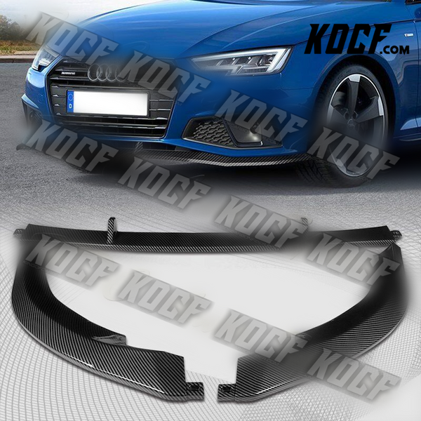 For 2019-2020 Audi A4 B9 S-Line Carbon Painted Front Bumper Splitter Spoiler Lip - KOCF.com - Car Parts