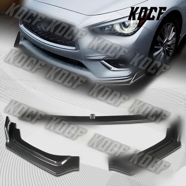 For 2018-2021 Infiniti Q50 Premium Carbon Look Front Bumper Body Kit Lip 3PCS - KOCF.com - Car Parts