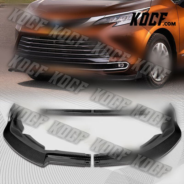 For 2021-2022 Toyota Sienna LE XLE MP-Style Carbon Look Front Bumper Spoiler Lip - KOCF.com - Car Parts