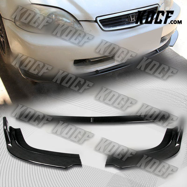 For 1996-1998 Honda Civic JDM CS-Style Carbon Look Front Bumper Lip Kit 3PCS - KOCF.com - Car Parts