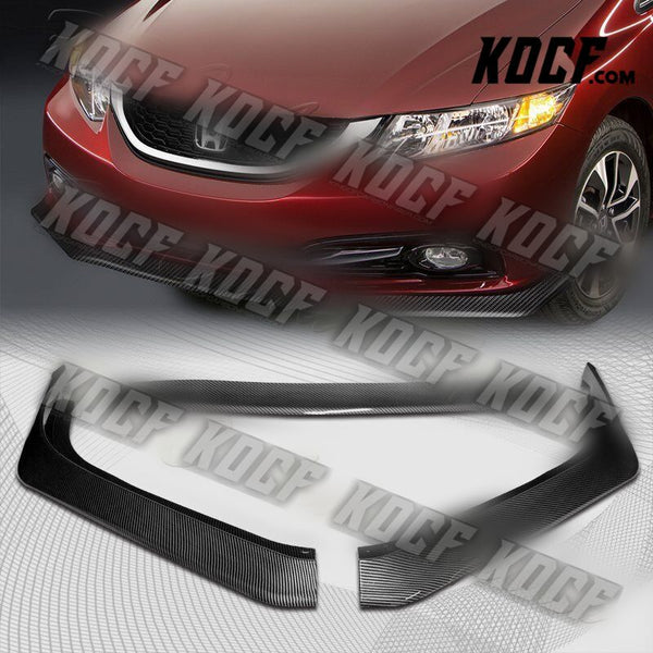 For 13-15 Honda Civic 4DR Carbon Look Aero-Style Front Bumper Splitter Lip 3pcs - KOCF.com - Car Parts