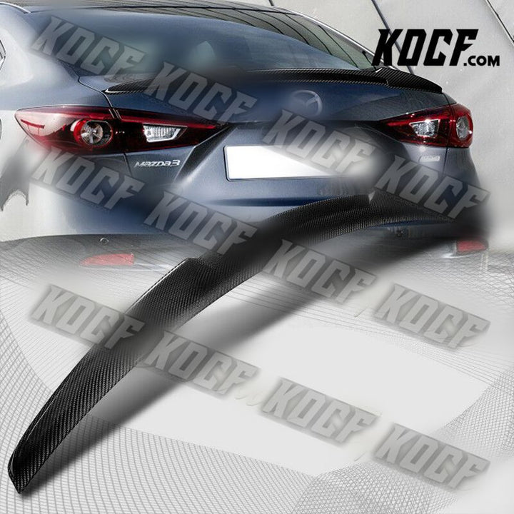 For 2014-2018 Mazda 3 Sedan V-Style Carbon Fiber Duckbill Trunk Lid Spoiler Wing - KOCF.com - Car Parts