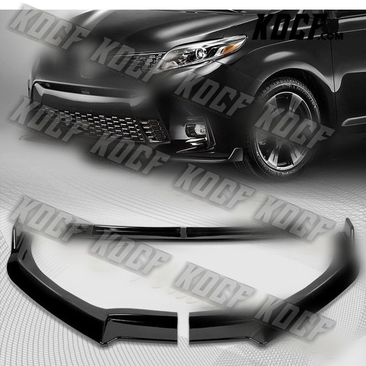 For 18-20 Toyota Sienna MP-Style Painted Black Front Bumper Splitter Spoiler Lip - KOCF.com - Car Parts