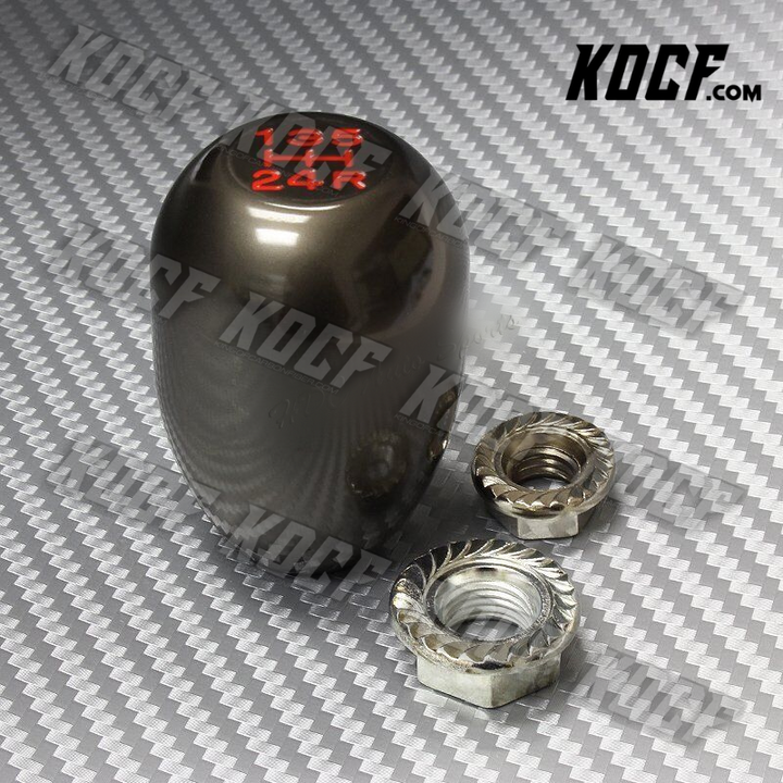 Carbon/Blue Stitch Manual Shift Boot + Gunmetal 5-Speed Shifter Knob Universal - KOCF.com - Car Parts