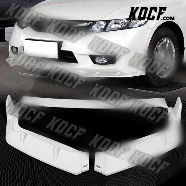 For 2009-2011 Honda Civic 4DR GT-Style Painted White Front Bumper Spoiler Lip - KOCF.com - Car Parts