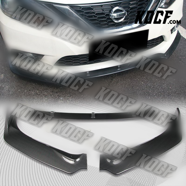 For 2016-2019 Nissan Sentra Carbon Look Front Bumper Body Kit Spoiler Lip 3PCS - KOCF.com - Car Parts