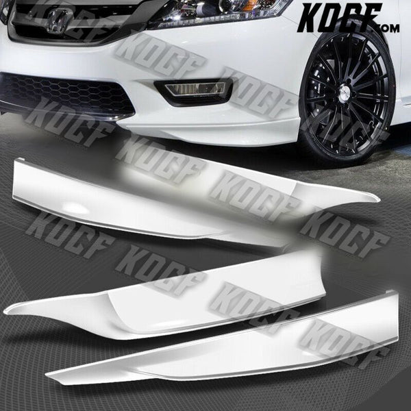 For 13-15 Accord 4-DR HFP-Style Painted White Front+Rear Bumper Spoiler Lip 4pc - KOCF.com - Car Parts