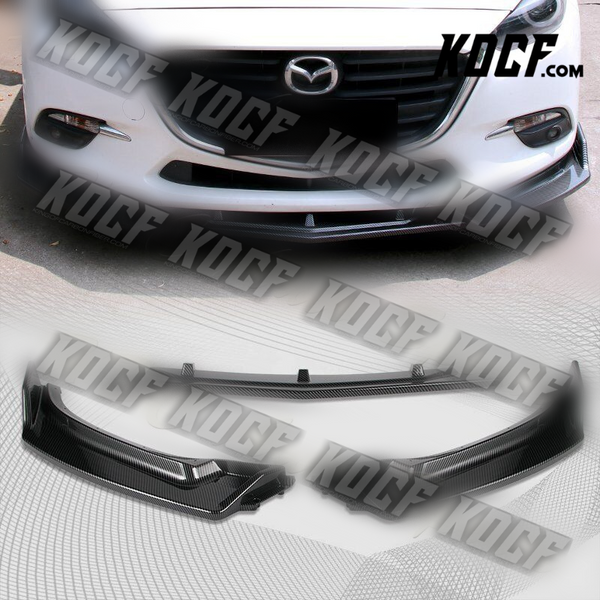 For 2014-2018 Mazda 3 Axela Carbon Look Front Bumper Body Kit Spoiler Lip 3PCS - KOCF.com - Car Parts