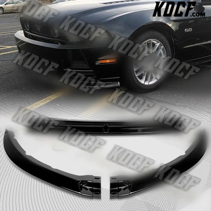 For 13-14 Ford Mustang GT-Style Painted Black Front Bumper Splitter Spoiler Lip - KOCF.com - Car Parts